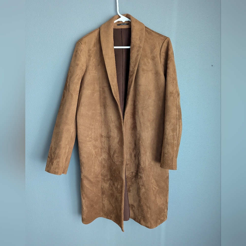 T Tahari brown open front Blazer jacket size tag missing 20x32x37
